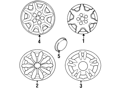 1995 Chrysler Sebring Wheel Covers & Trim Diagram