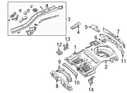 2001 Jeep Grand Cherokee Rear Floor & Rails Diagram