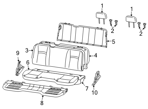 2010 Dodge Ram 2500 Rear Seat Components Diagram 1 - Thumbnail