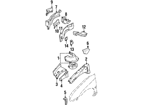 1997 Dodge Neon Structural Components & Rails Diagram