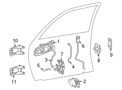 2011 Ram Dakota Front Door - Lock & Hardware Diagram