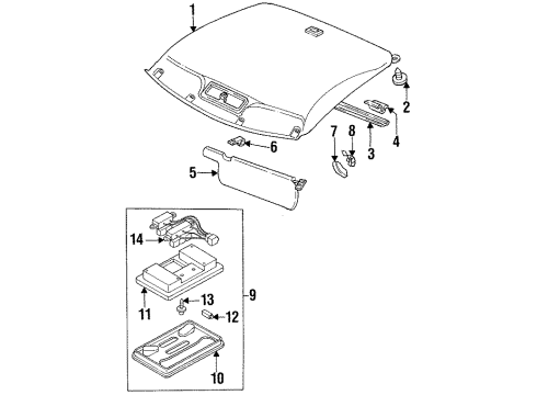 1994 Dodge Stealth Interior Trim - Roof Diagram