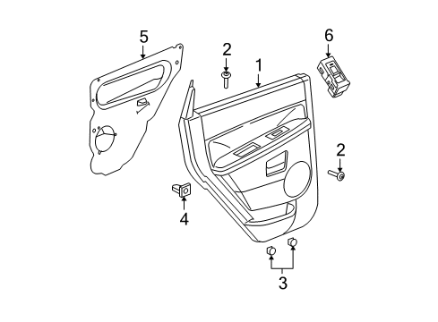 2009 Jeep Grand Cherokee Interior Trim - Rear Door Diagram
