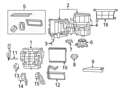 2008 Dodge Avenger A/C Evaporator & Heater Components Diagram