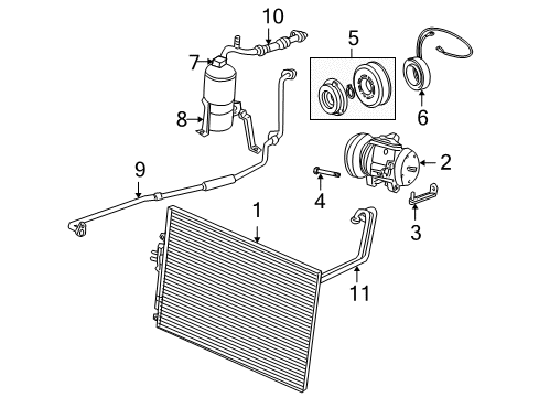 2000 Jeep Grand Cherokee A/C Condenser, Compressor & Lines Diagram 1 - Thumbnail
