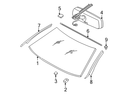 1999 Chrysler 300M Windshield Glass, Reveal Moldings Diagram