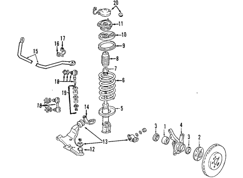 1994 Dodge Stealth Front Suspension, Control Arm, Stabilizer Bar Diagram 3 - Thumbnail