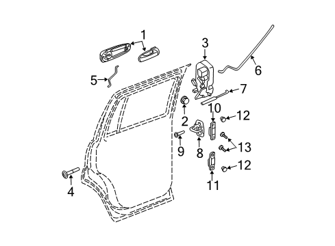 2005 Dodge Durango Rear Door - Lock & Hardware Diagram