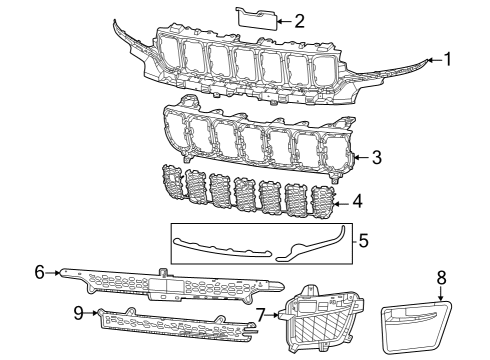 2025 Jeep Grand Cherokee Grille & Components Diagram 2 - Thumbnail