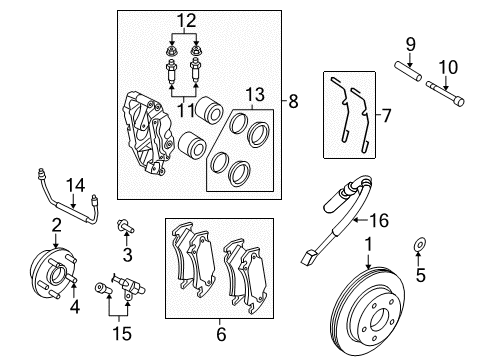 2005 Dodge Ram 1500 Front Brakes Diagram 1 - Thumbnail