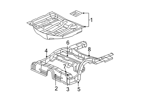 2010 Dodge Charger Rear Body - Floor & Rails Diagram
