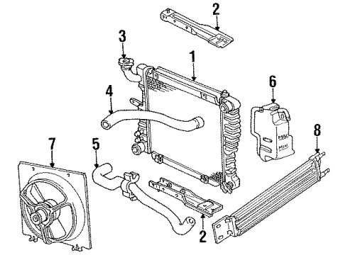 1991 Chrysler TC Maserati Radiator & Components, Cooling Fan Diagram