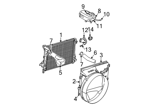 2003 Dodge Ram 1500 Radiator & Components Diagram 4 - Thumbnail