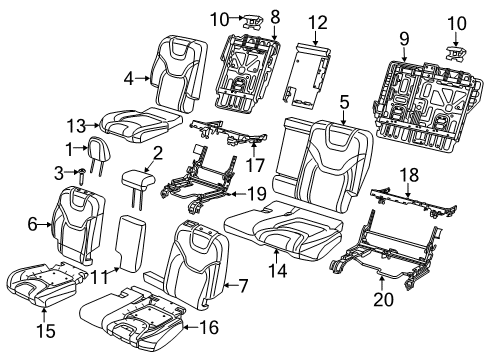 2016 Jeep Cherokee Rear Seat Components Diagram 2 - Thumbnail