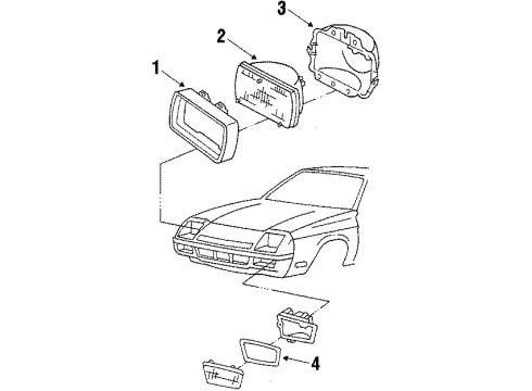 1984 Dodge Rampage Headlamp Components, Park Lamps Diagram