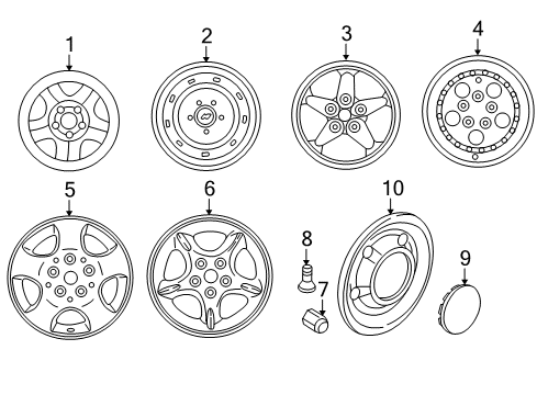 2003 Jeep Wrangler Wheels, Covers & Trim Diagram
