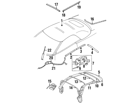 1997 Chrysler Sebring Top Cover & Components Diagram