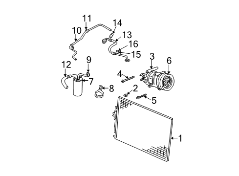 2004 Jeep Liberty A/C Condenser, Compressor & Lines Diagram 1 - Thumbnail