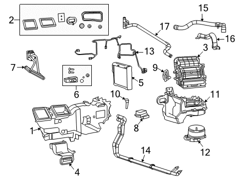 2010 Dodge Ram 2500 A/C Evaporator & Heater Components Diagram