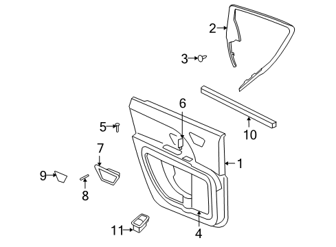 2014 Dodge Journey Interior Trim - Rear Door Diagram