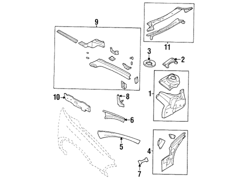 1999 Chrysler LHS Structural Components & Rails Diagram