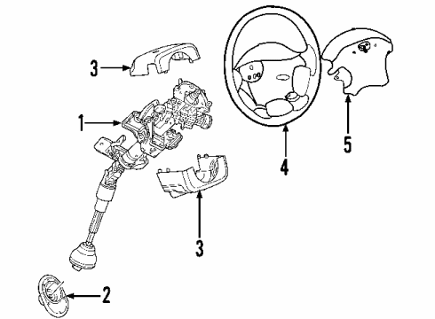 2001 Chrysler Sebring Steering Column & Wheel, Shroud, Switches & Levers Diagram 2 - Thumbnail