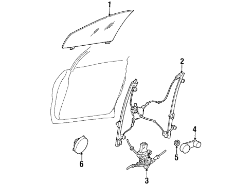 2000 Dodge Grand Caravan Front Door - Glass & Hardware Diagram