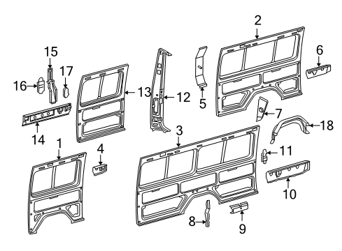 2005 Dodge Sprinter 3500 Inner Structure & Rails - Side Panel Diagram 4 - Thumbnail