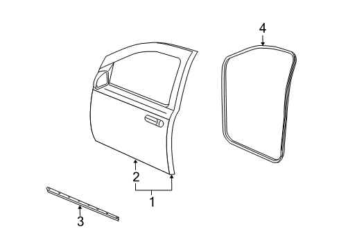 2009 Chrysler Aspen Front Door, Body Diagram 1 - Thumbnail