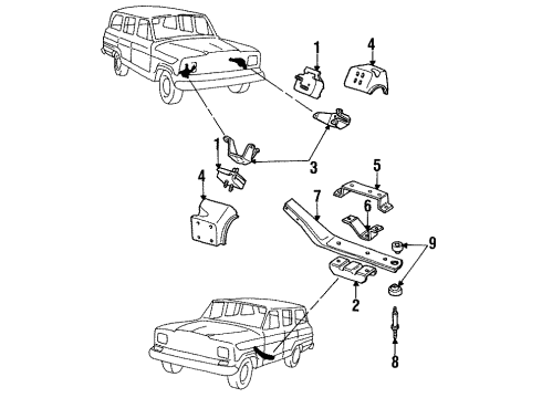 1986 Jeep Grand Wagoneer Engine & Trans Mounting Diagram