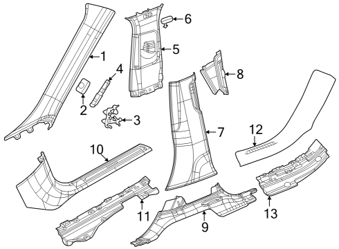2025 Jeep Grand Cherokee Interior Trim - Pillars Diagram