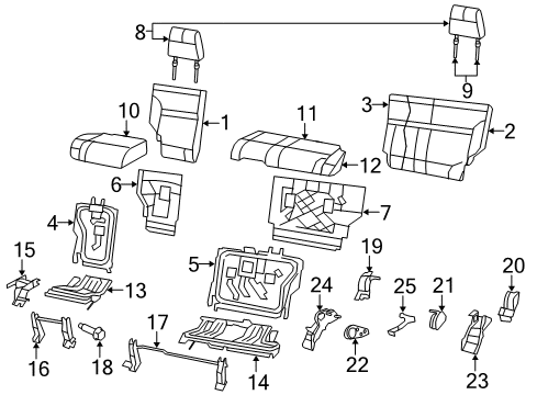 2012 Jeep Liberty Rear Seat Components Diagram 1 - Thumbnail