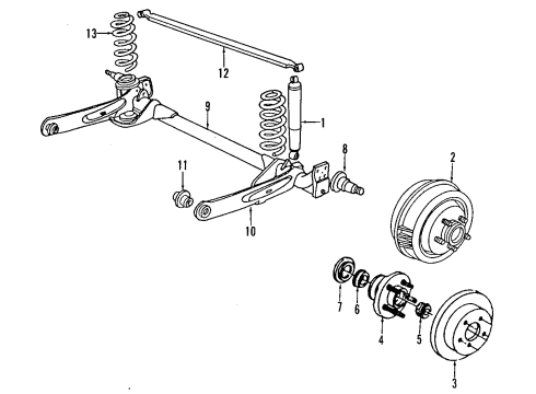 1994 Dodge Spirit Rear Axle, Suspension Components Diagram 1 - Thumbnail