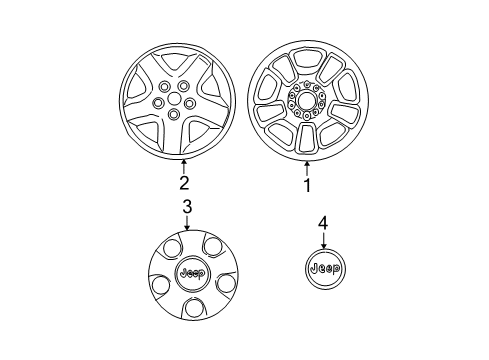 2003 Jeep Liberty Wheels, Covers & Trim Diagram
