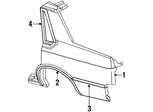 1986 Dodge 600 Quarter Panel Glass, Outer Components, Exterior Trim Diagram