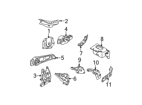 2003 Chrysler PT Cruiser Engine & Trans Mounting Diagram