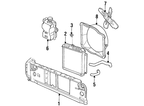 1987 Dodge D350 Radiator & Components, Radiator Support, Cooling Fan Diagram