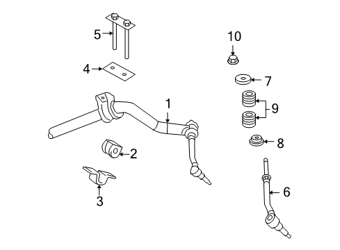 2009 Chrysler Aspen Stabilizer Bar & Components - Front Diagram 2 - Thumbnail