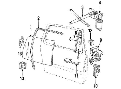 1992 Dodge D350 Door Glass & Hardware Diagram