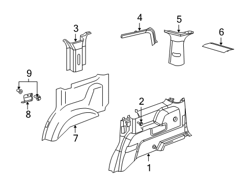 2009 Dodge Durango Interior Trim - Quarter Panels Diagram 1 - Thumbnail