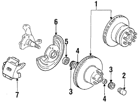 1993 Dodge Ramcharger Front Brakes Diagram 1 - Thumbnail