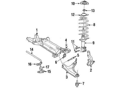 1990 Dodge Omni Front Suspension, Control Arm, Stabilizer Bar Diagram 1 - Thumbnail