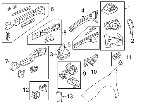 2006 Chrysler Sebring Structural Components & Rails Diagram 2 - Thumbnail