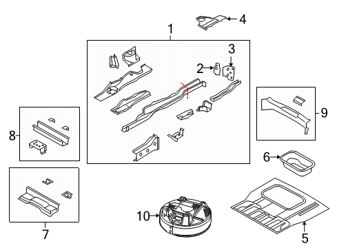 2014 Dodge Journey Rear Floor & Rails Diagram