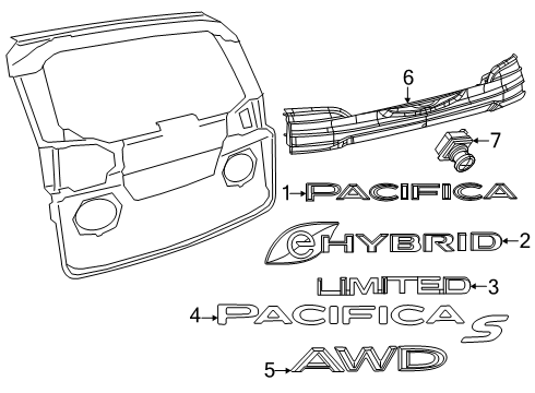 Mopar 68477737AA Nameplate, Chrysler Wing Mopar 68477737AA Nameplate, Chrysler Wing