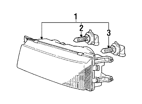 1991 Dodge Colt Headlamp Assembly Diagram for MB597688