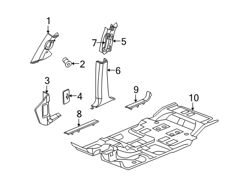 2007 Chrysler Aspen Cowl Side Panel, Light Gray, Passenger Side Diagram for 5HM92BD1AE