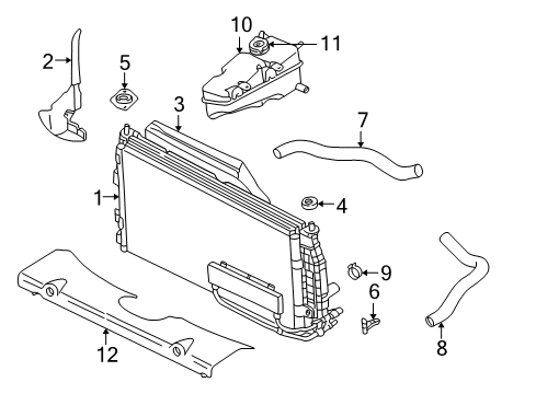 2000 Chrysler 300M Radiator Assembly Shield, Passenger Side Diagram for 4805246AC