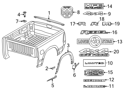 2020 Ram 1500 Mud Guard Diagram for 82215490AD