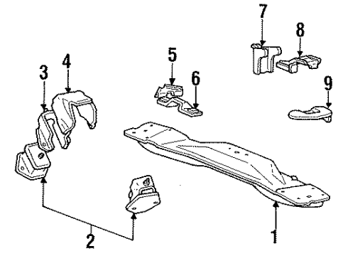 1990 Dodge Ram 50 Engine & Trans Mounting Diagram